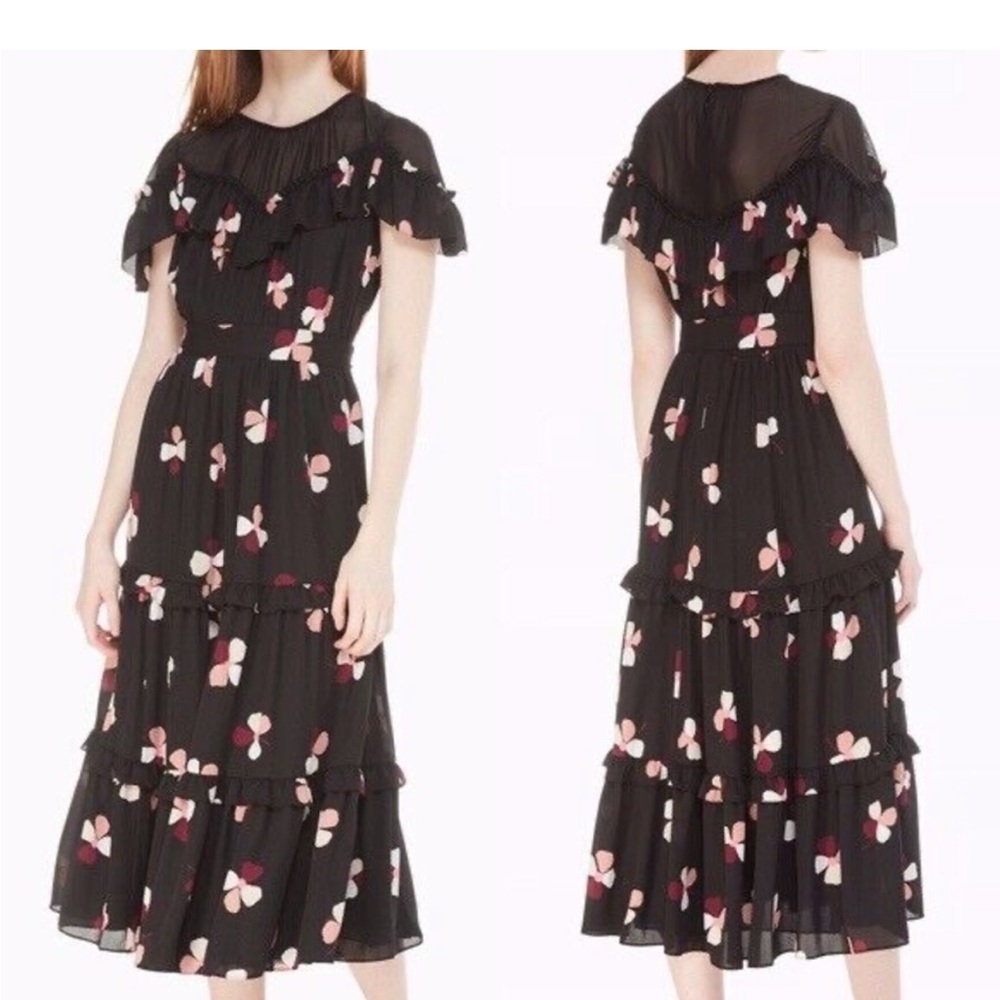 Kate Spade Black and Pink Floral Maxi Dress